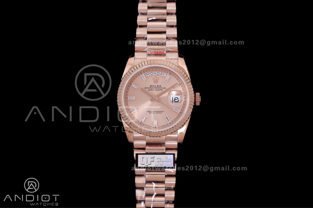 Day Date 128235 Gain Weight RG QF 1:1 Best Edition RG Dial T Diamond Marker On RG President Bracelet A2836