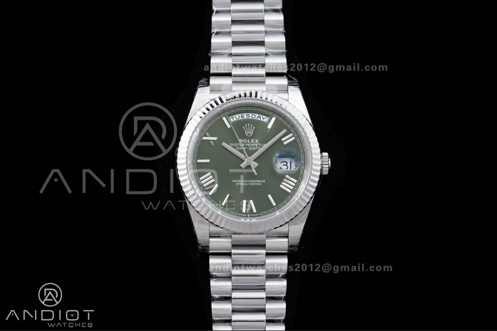 DayDate 40 228239 VSF 1:1 Best Edition Green Roman Dial on President Bracelet VS3255