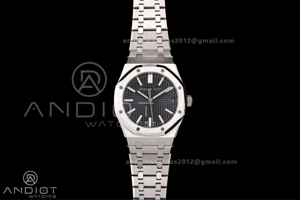 Royal Oak 15510 SS OCTA 1:1 Best Edition Black Dial on SS Bracelet JH4302 Super Clone (Free Sprung)