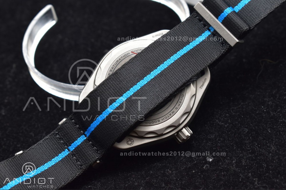Seamaster 6000M Ultra Deep SS SBF 1:1 Best Edition Black Dial on Black Nylon Strap A8912 Super Clone — photo 12