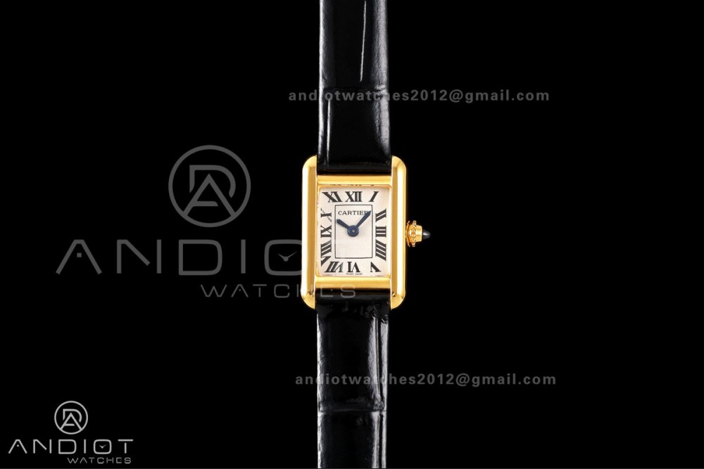 Tank Louis 16.5mm YG K11F 1:1 Best Edition White Dial on Black Leather Strap Quartz